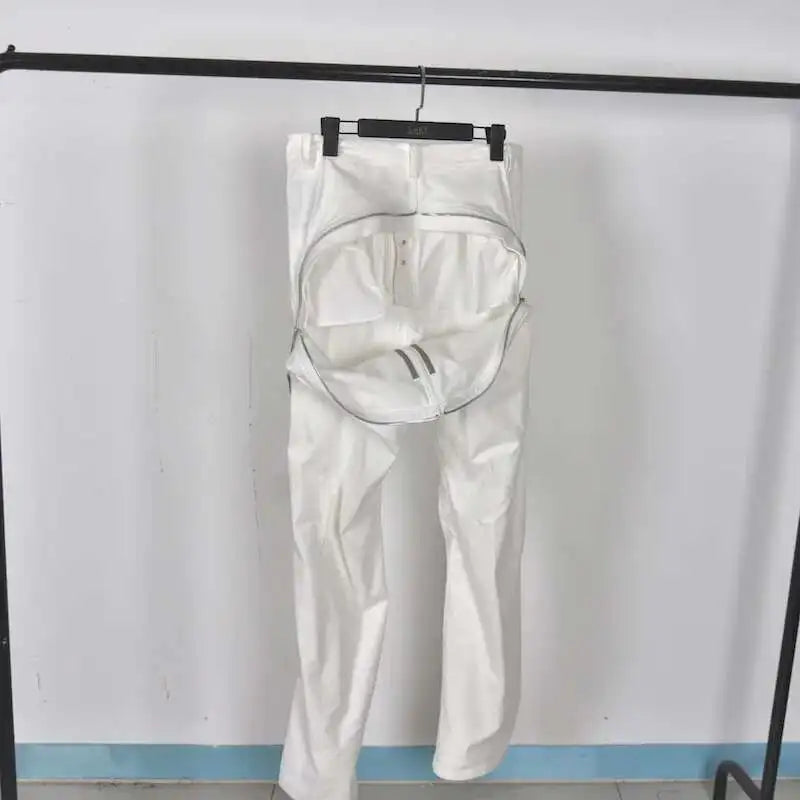 HKSH Men New RO High Street Double Line Zipper Cotton Jeans Casual Long Denim Flare Pants Personalized Streetwear Fashion HK3908