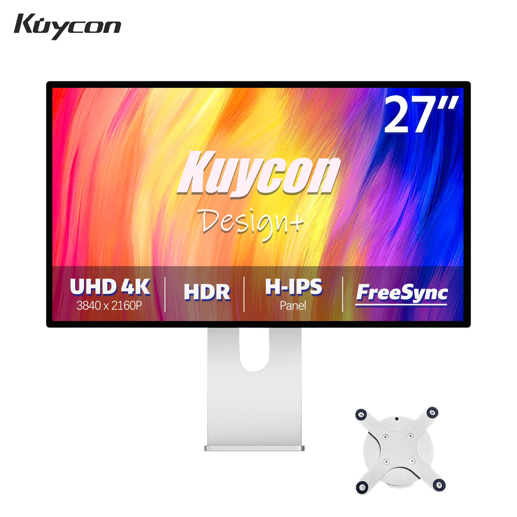 Kuycon P27G Desktop Monitor 27-inch Aluminum Alloy HDMI Adaptive 4K Computer Display With 99%sRGB VESA Adaptable LED LCD Screen
