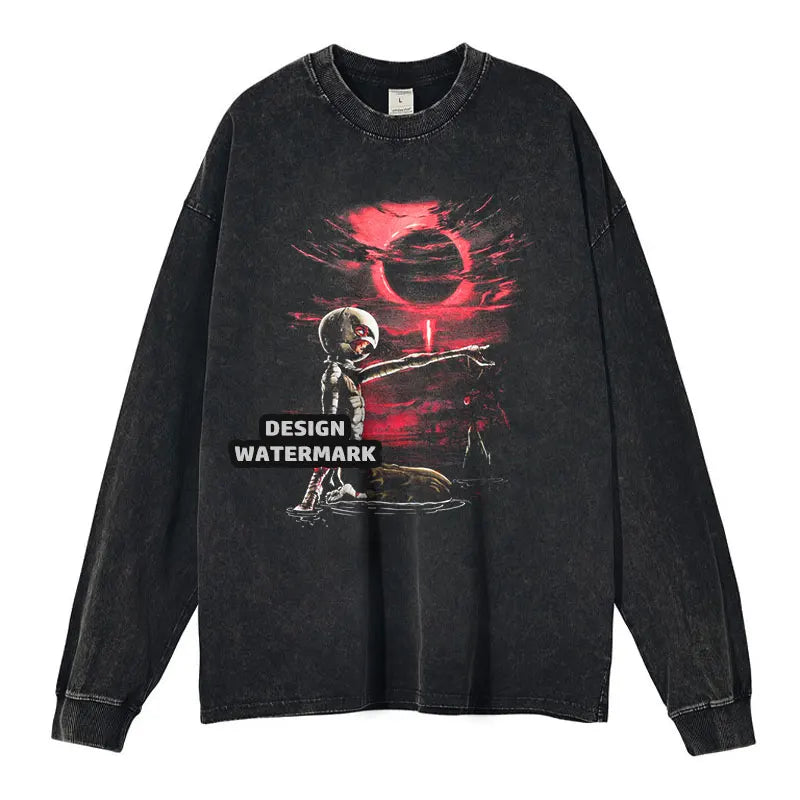 Anime Griffith Sweater Oversized Vintage Washed B -Berserk Long Sleeve T Shirt Manga Guts Pullover Zodd Sweatshirts 100% Cotton
