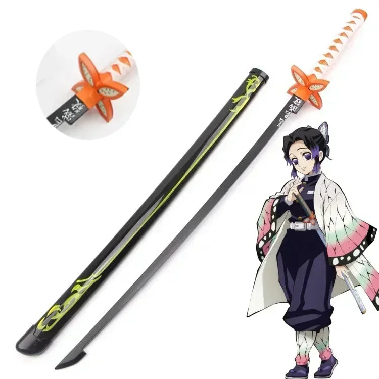 104cm Japanese Katana Samurai Sword Accessory Demon Slayer Katana Tanjirou Sword Kimetsu No Yaiba Iron Ninja Knife Cosplay Toy
