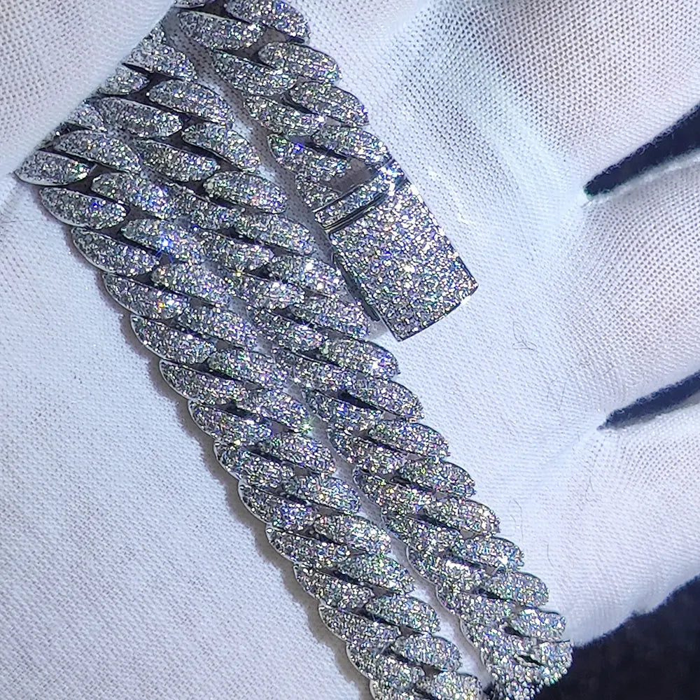 10mm Hip Hop Cubic Zircon CZ Iced Out Bubbles Cuban Link Chain Necklace For Men Women Jewelry Birthday Gift