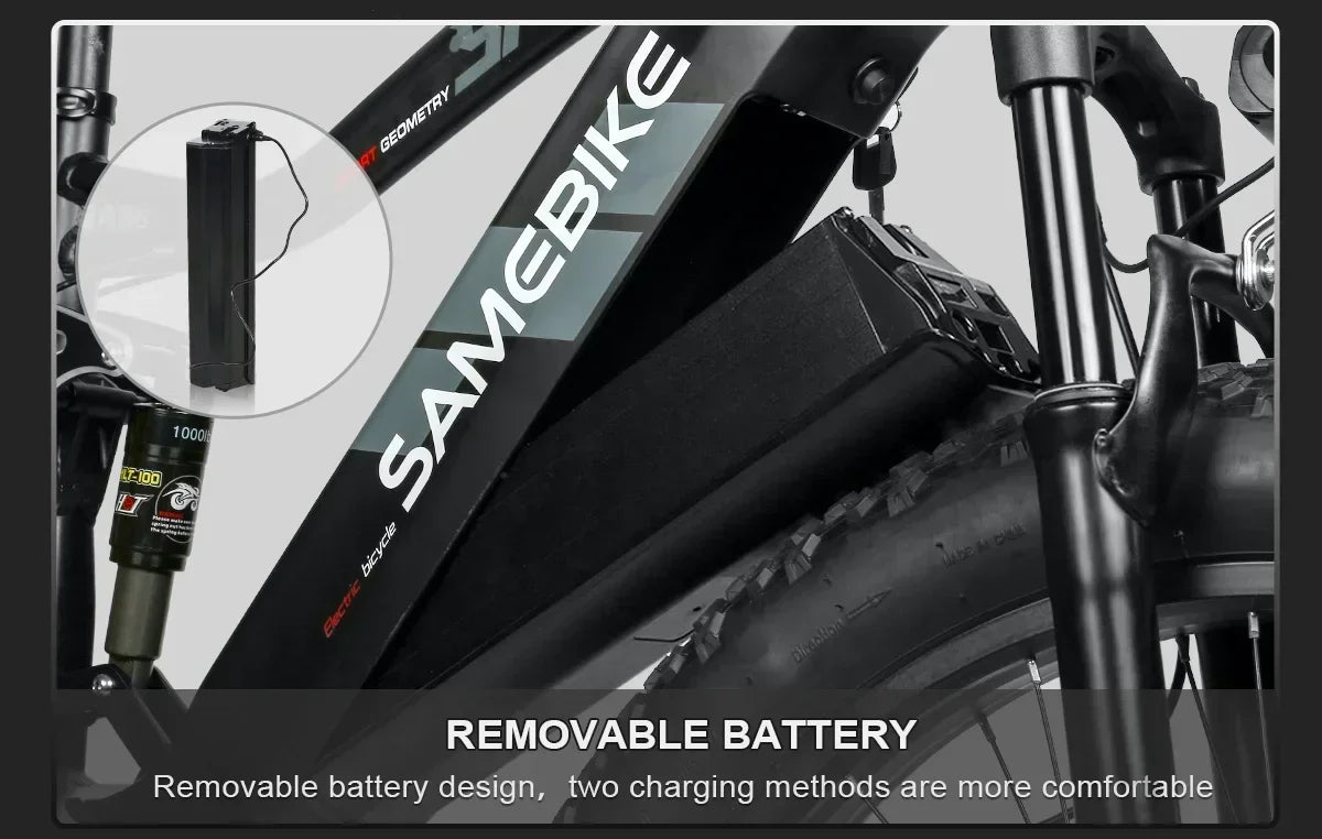 SAMEBIKE RS-A08 Electric Mountain Bike 1000W Motor 48V 17Ah Battery 26 Inch Tire Electric Bicycle 45km/h Shock Absorption e-Bike