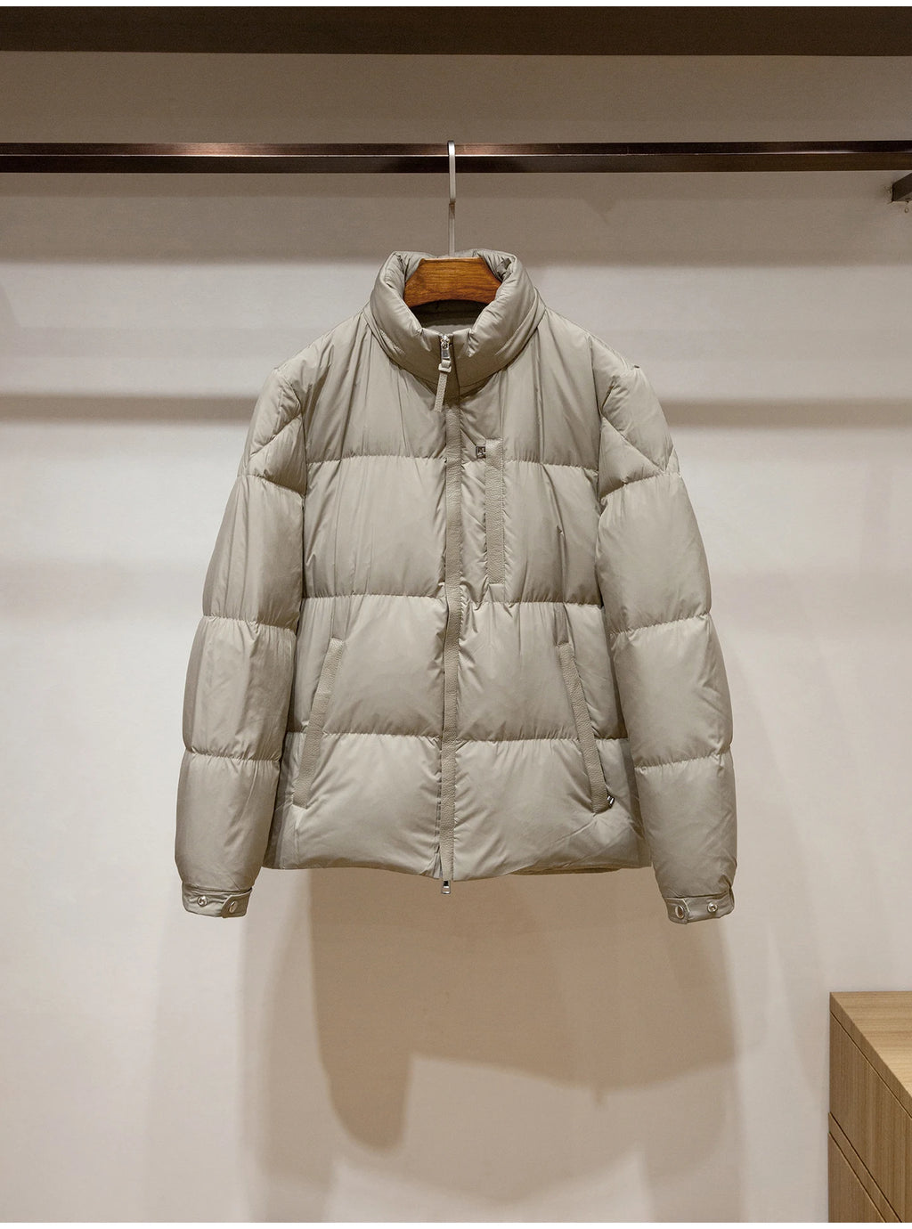 Men's High-Fluffy White Goose down Jacket Urban Outdoor Casual Hooded Stand-Up Collar Warm Filled Coat