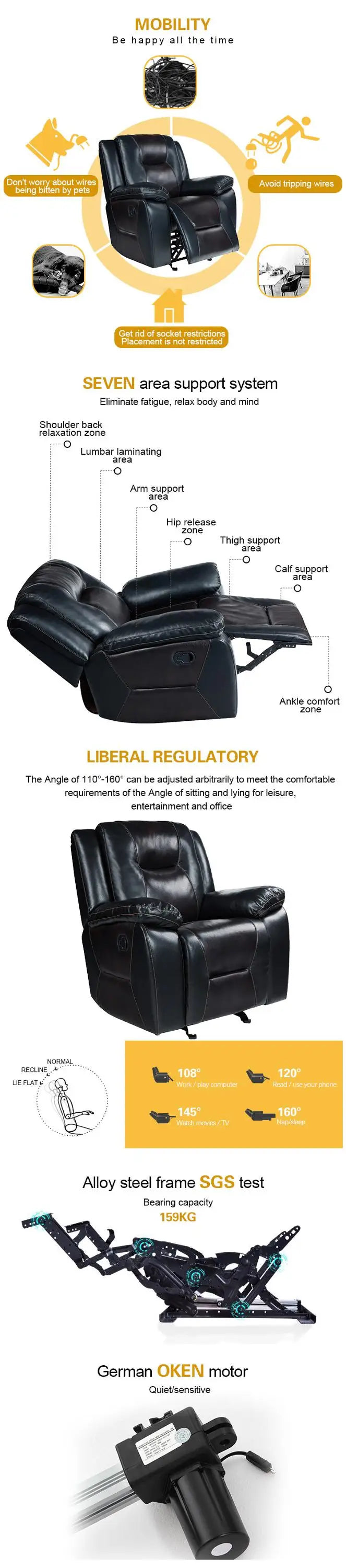 sofas modernos smart Living Room sofas home Furniture set Electric Recliner Sofa Set with usb Power led Leather sectional couch