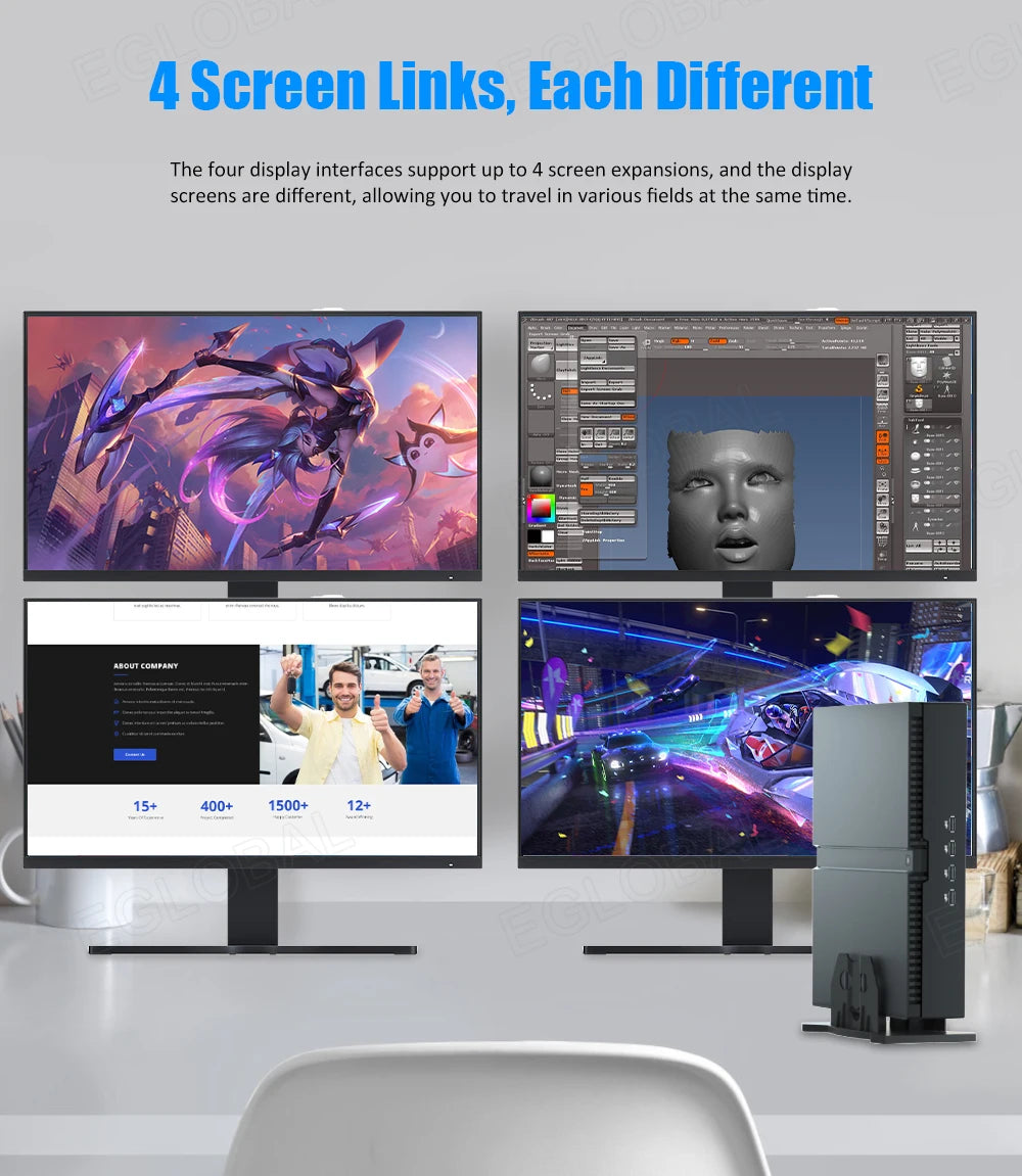 Eglobal 13TH I9-13900F I7-13700F I5-13400F RTX 4060 8G Gamig Discrete Graphics Card Mini Desktop 4K Four Displays Gamer Mini PC