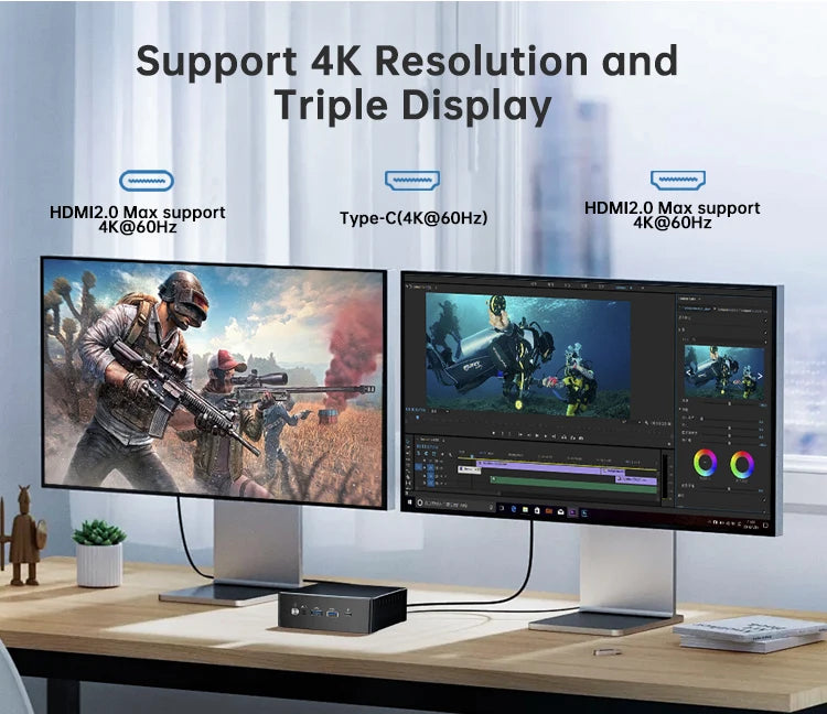 AMD Ryzen 9 7940HS 64GB DDR5 2TB NVMe WiFi6 Gaming Mini Pcs 4USB Type-C For 4K Streaming And LOW Power Supply Desktop Computer