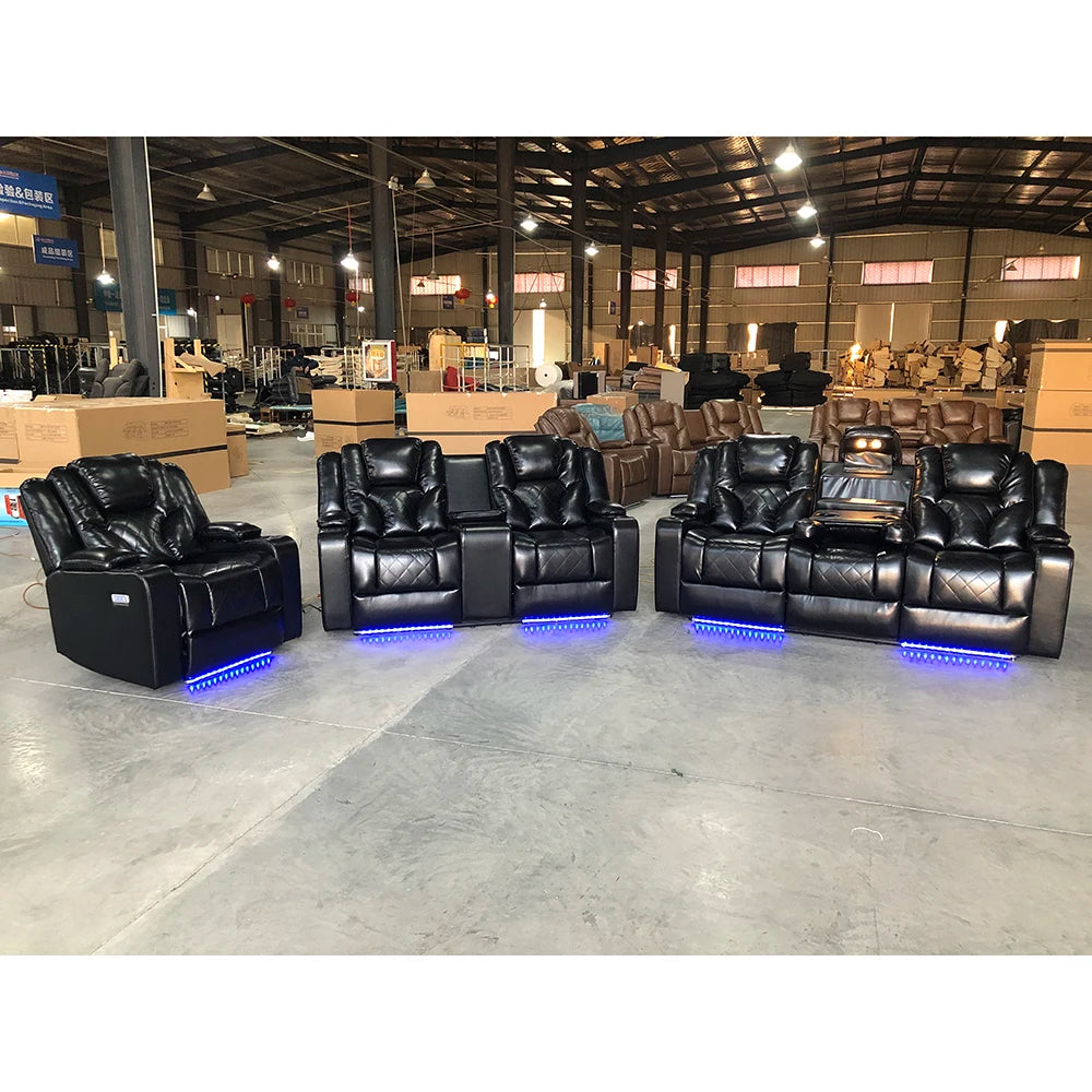sofas modernos smart Living Room sofas home Furniture set Electric Recliner Sofa Set with usb Power led Leather sectional couch