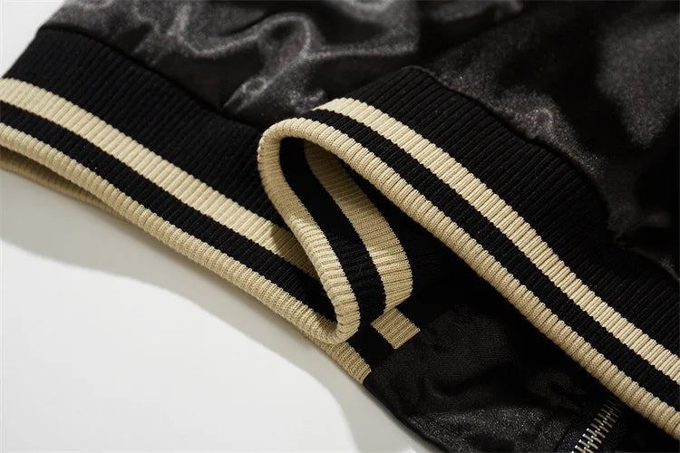 A007 Baseball Jackets For Man Nine-Tailed Fox Heavy Embroidery Autumn Quality Comfortable Fit Trendy Loose Chamarras Para Hombre