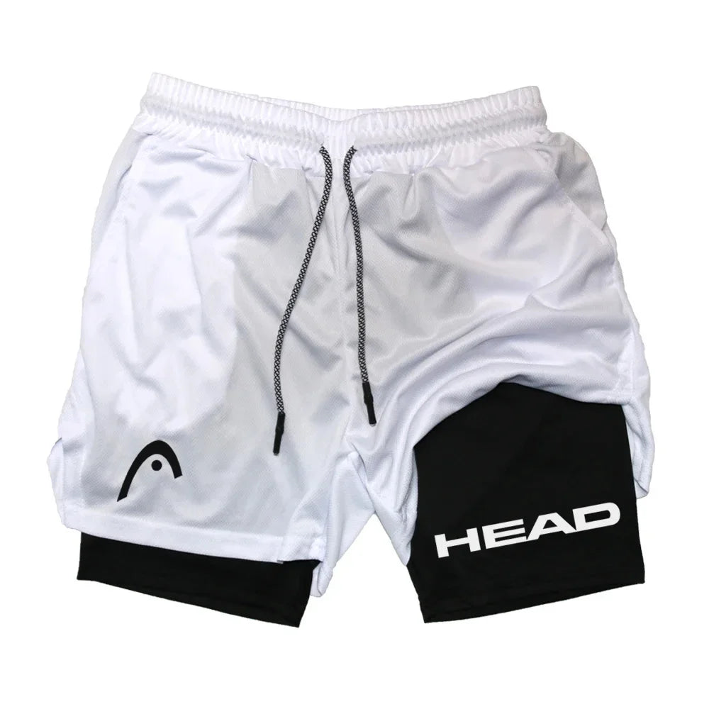 Anime Berserk Head Running Shorts Men Fitness Gym Training 2 in 1 Sports Quick Dry Workout Jogging Double Deck Summer
