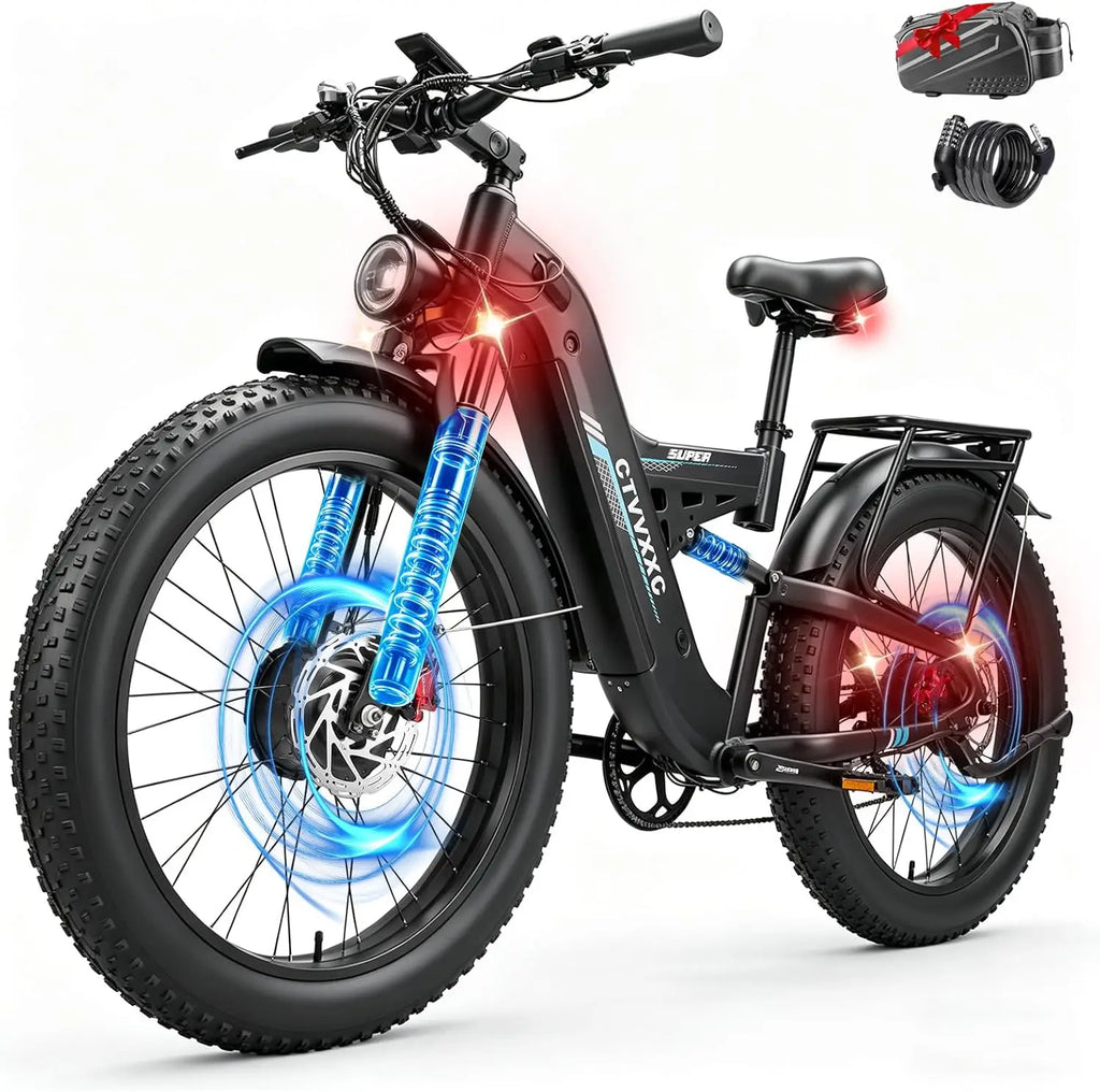 8000W Dual Motor Electric Bike for Adults, Ebike 55 MPH, 52V 30AH, E-Bike 120Miles, 26'' Fat Tire All Terrain E Bike for Men Wom