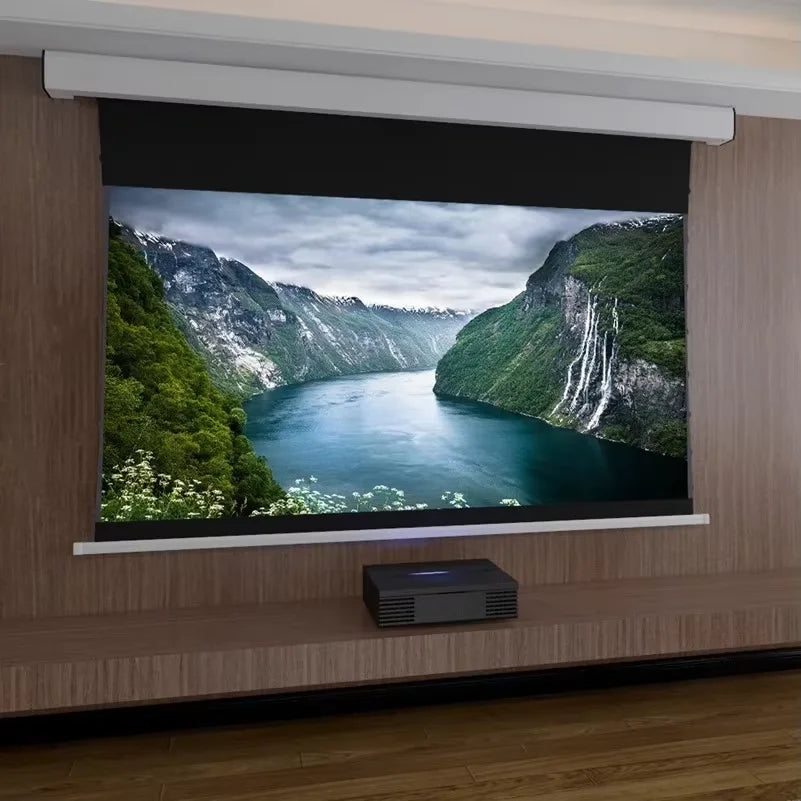 New Generation Laser TV Self-Rising Screen ALR Electric Motorised Tab Tensioned Projection Screen for UST Laser Projector 4k HD
