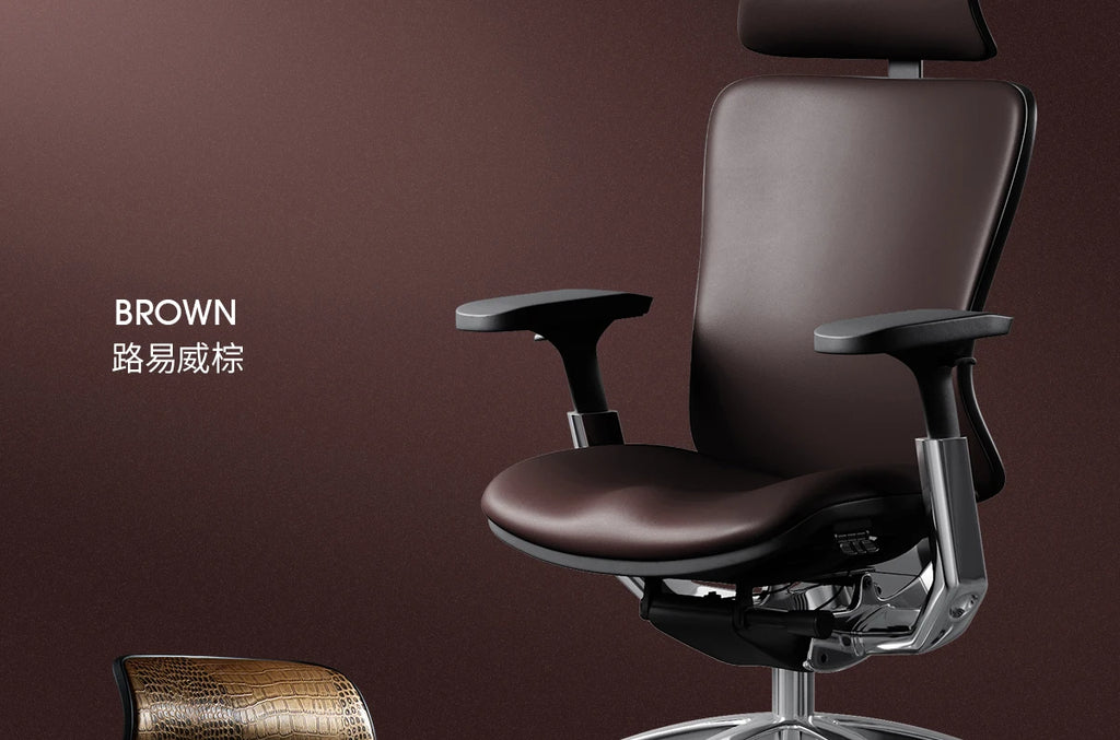 Luxury Modern Office Chair Wheels Orange Leather Computer Ergonomic Desk Chairs Recliner Swivel Sedia Ufficio Furniture