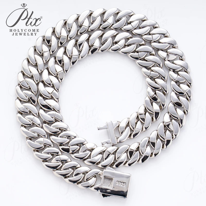 Full Diamond Cuban Necklace Moissanite 925 Silver Plated with 18K Gold Hip Hop Jewelry 18inch Prong Link Choker Chain for Men