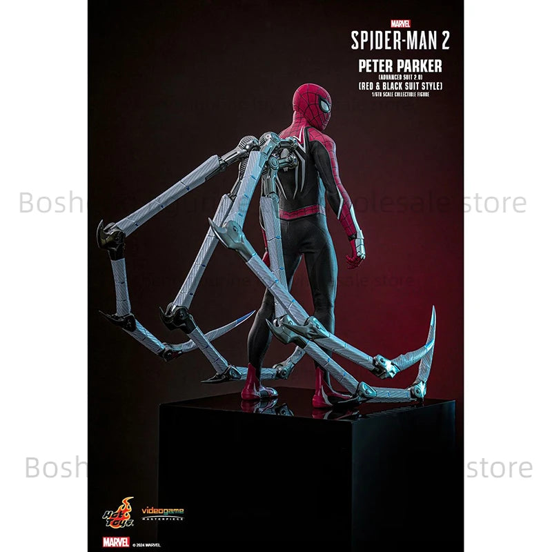 Original Hot Toys VGM66 Spider Man 2 Peter Parker Advanced Suit 2.0 Red and Black Suit Style 1/6 In Stock Anime Action Model Toy