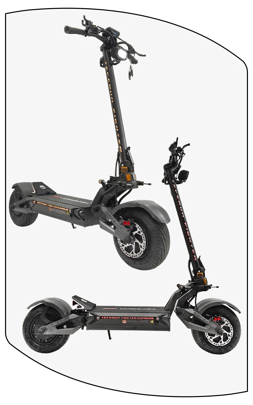 TEVERUN Fighter Supreme+ 7260R V4 2500W*2 Dual Motor 72V 60Ah Battery 4inch Display 4Pistons Brake 13inch Tire Scooter