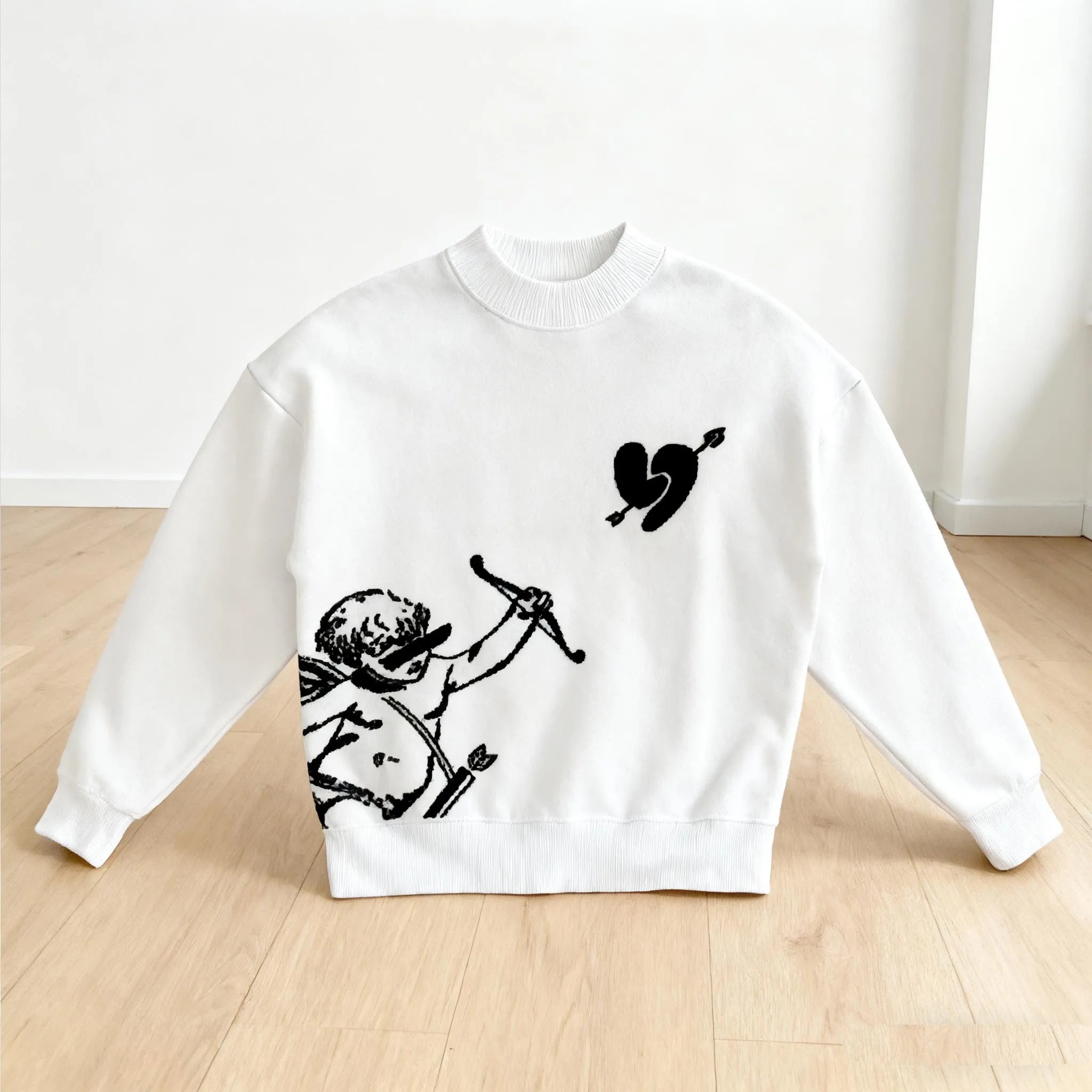 Harajuku Cross-Border Autumn Winter Trend round Neck Loose Anime Embroidery Unisex Subculture Long Sleeve Sweater Wholesale