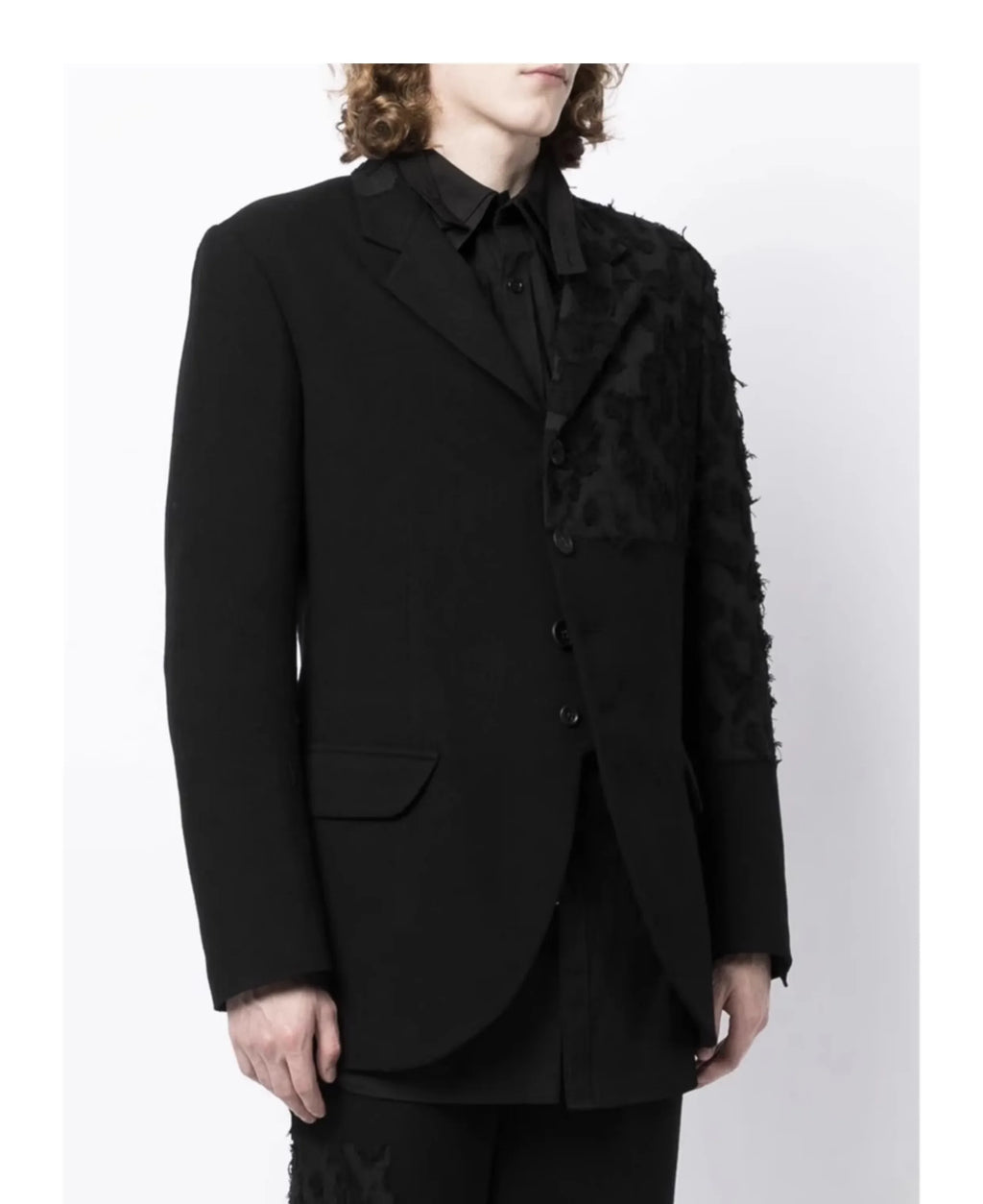 YOJI OOAK Design sense men's patchwork single breasted suit jacket special processing leopard print style 4 button top
