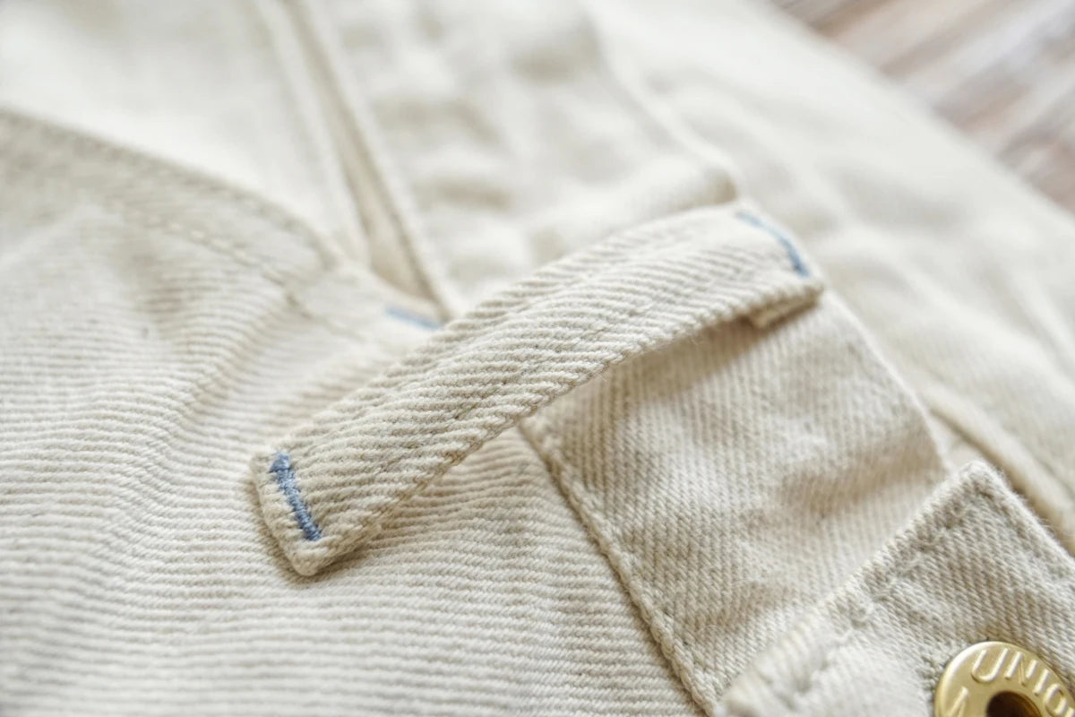 Sauce Zhan Mens Jeans Selvedge Denim White Jeans Regular Fit hight rise  14 Oz One Wash