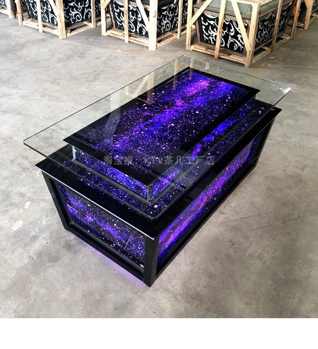 Luminous Tempered Glass Coffee Table Custom Color Size Coffee Table Display Design salon Wohnzimmer Tisch Home Accessories