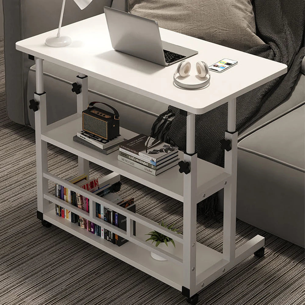 Multi-Layer Standing Desk Height Adjustable Wooden Computer Desk Workstation Work Table Bedside Table for Home Office