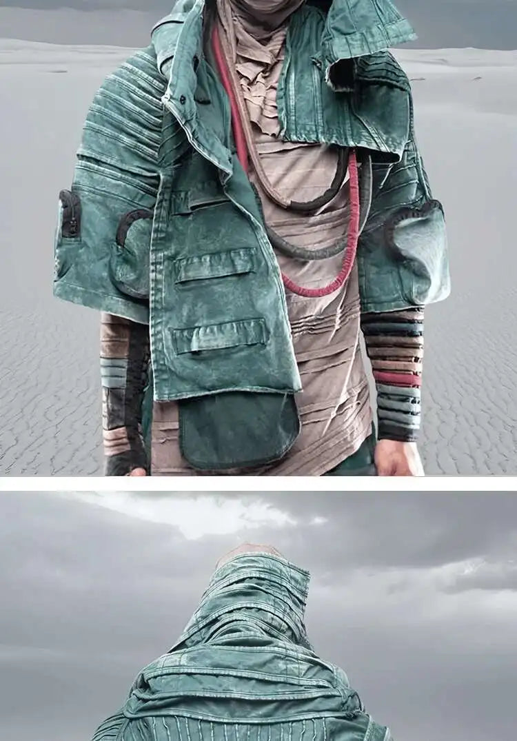 HKSH Spring New Men Tide Punk Sand Waste Land COS Asymmetric Deconstruction Pleated Coats Futuristic Washed Short Jackets HK4206