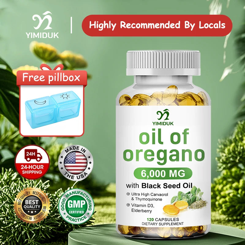 Yimiduk Oregano Oil Extract Softgels - Powerful Herbal Supplement for Immune, Respiratory & Digestive System Support