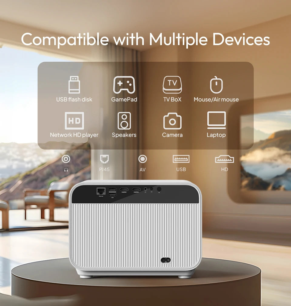 BYINTEK LOVE U12 Full HD 1080P Projector 4K 800 ANSI Android WiFi 6 Auto Focus Home Theater Projectors for Movie Meeting Video