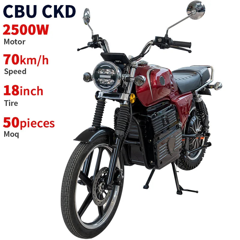 18inch Tire 2500W New Model Customized Racing Adult Electric Motorcycle 70km/h Speed Low Price Wholesale 72v Electric Motorbike