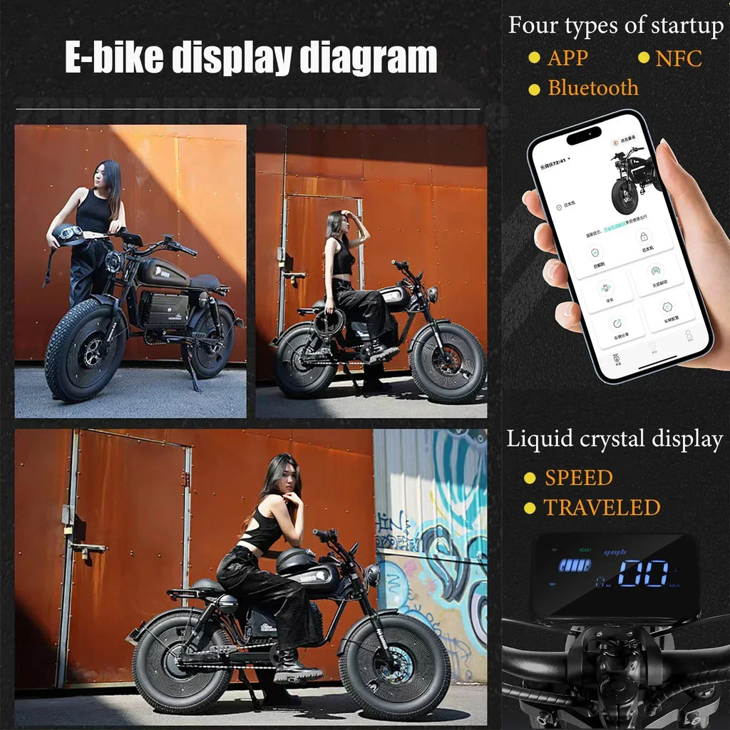 Electric bike himoto 3000W Motor 48V60AH lithium battery adult Off-road Electric Bicycle 20 inch fat tire Hydraulic brake E-bike