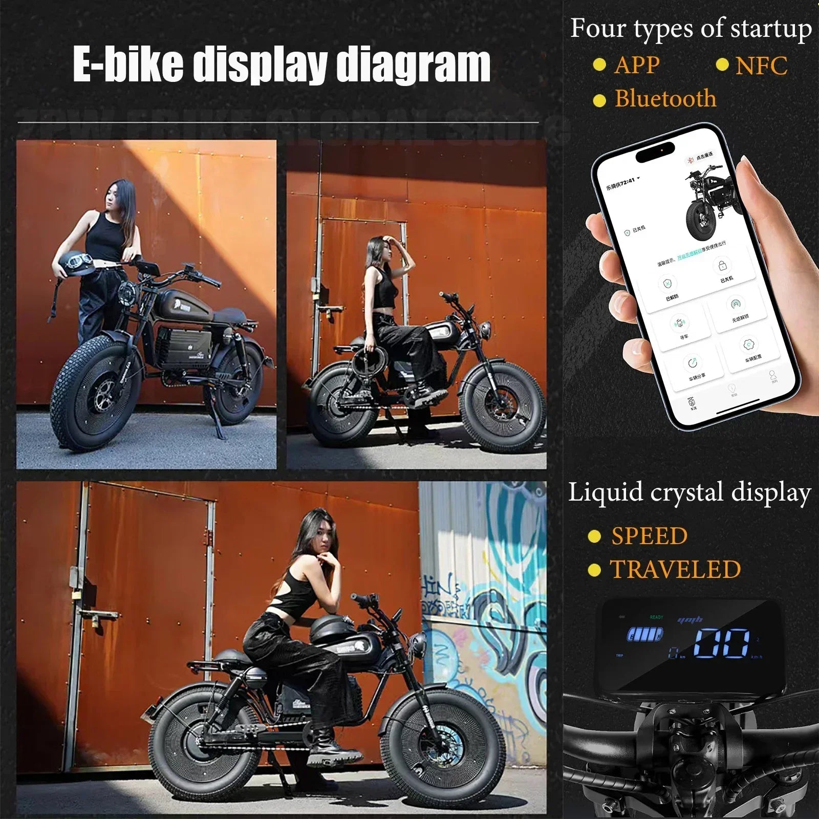 Electric bike himoto 3000W Motor 48V60AH lithium battery adult Off-road Electric Bicycle 20 inch fat tire Hydraulic brake E-bike