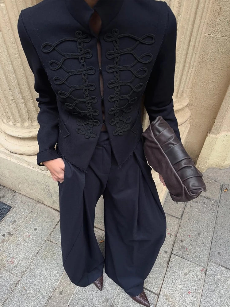 Fashion Stand Collar Military Jacket Women Casual V-neck Full Sleeve Single Breasted Short Jackets 2026 Lady Spring Commute Coat