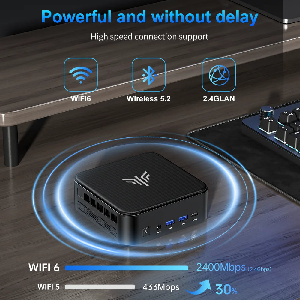 ACEMAGIC Mini PC with AMD Ryzen 5 7430U 16GB DDR4 512GB M.2 SSD Mini Gaming PC with USB Type-C Supports Triple 4K Display