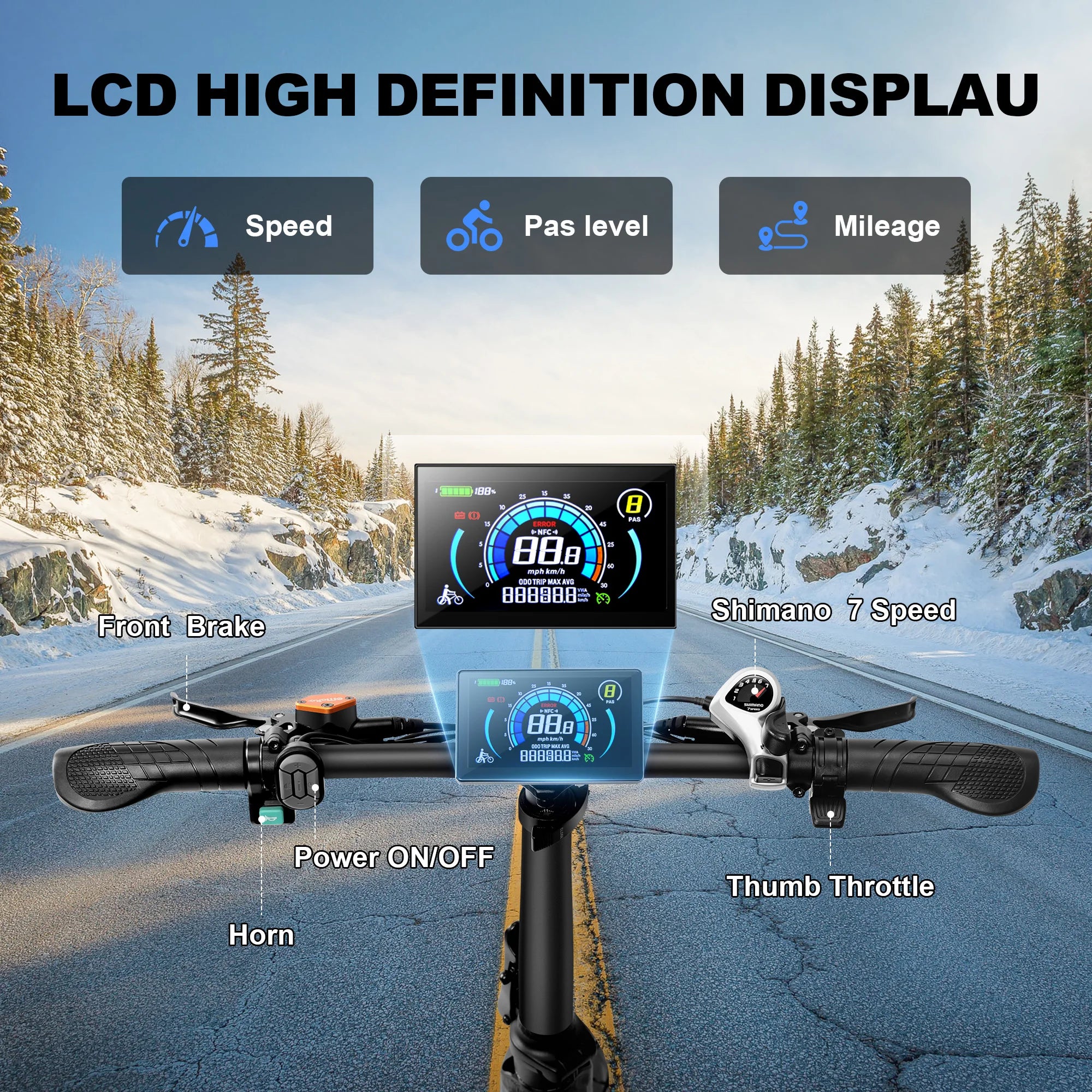 Electric bicycle EC20 1000W motor 48v18ah battery Hydraulic Brake E-Bike 20 inch tire snow beach Off-road riding Electric bike
