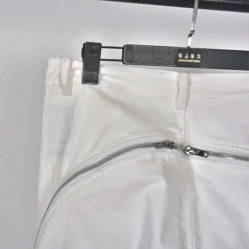 HKSH Men New RO High Street Double Line Zipper Cotton Jeans Casual Long Denim Flare Pants Personalized Streetwear Fashion HK3908