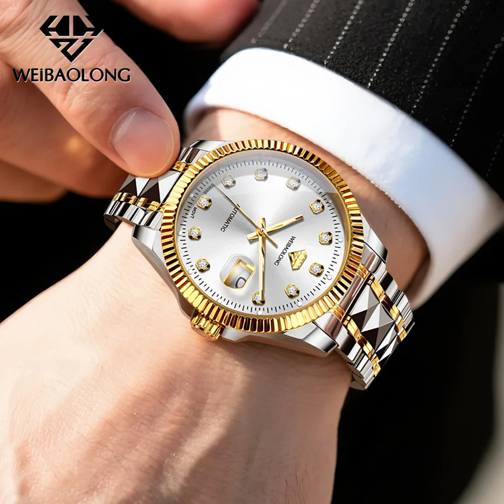 WEiBAOLONG 3802 Man Watch Swiss Movement Mechanical Watch Real Diamond Automatic Men's Watch High-end Luxury Brand Watch for Men