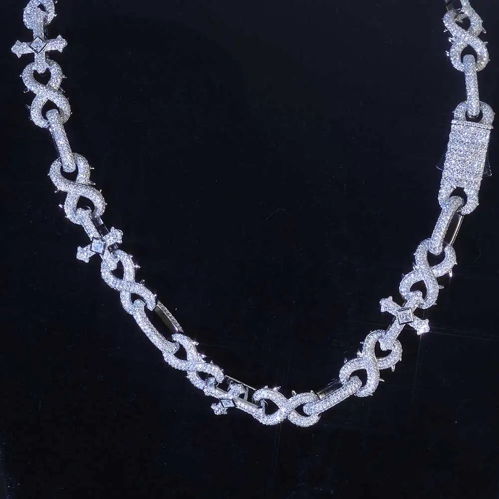 Wholesale Fine Jewelry Cross Moissanite Necklace 925 Sterling Silver Vvs Diamond Iced Out Moissanite Chain Men
