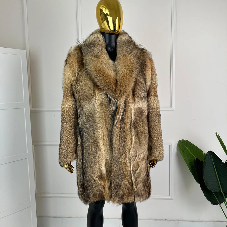 Real Fur Coat For Men Coyote Fur Coat Natural Wolf Fur Coats New Fashion Mens Clothing