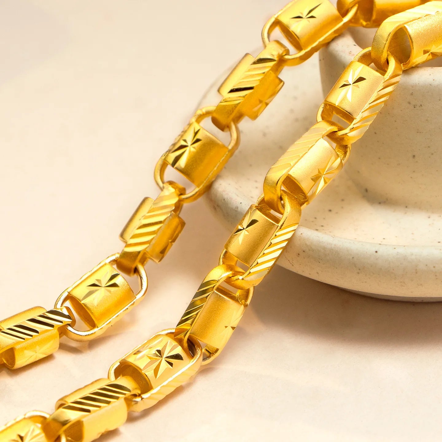 9999 pure gold starburst faceted 8mm necklace men's domineering rich chain 24K real gold jewelry