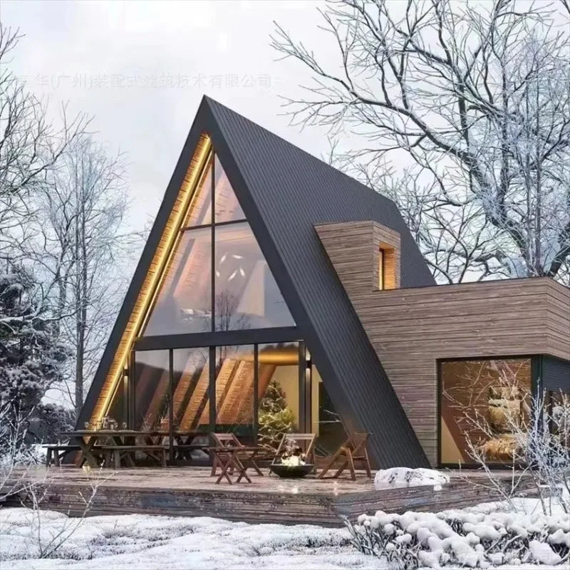 High Quality Eco Friendly Triangle Villa Prefab Modular House for Hotel Living Room Vacation Use