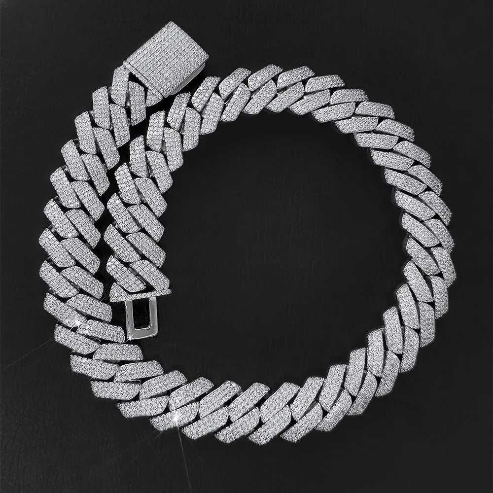 Hip Hop Jewelry 20mm Thick Cuban Link Chain Crystal Miami Gold Silver Two Color Iced Out CZ Cuban Chain Necklace