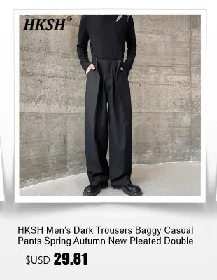 HKSH Men New RO High Street Double Line Zipper Cotton Jeans Casual Long Denim Flare Pants Personalized Streetwear Fashion HK3908
