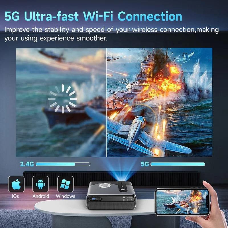 For Android 11 Smart LED Beamer Full HD Screen Video 1080P Mini LCD Home Smart Projector