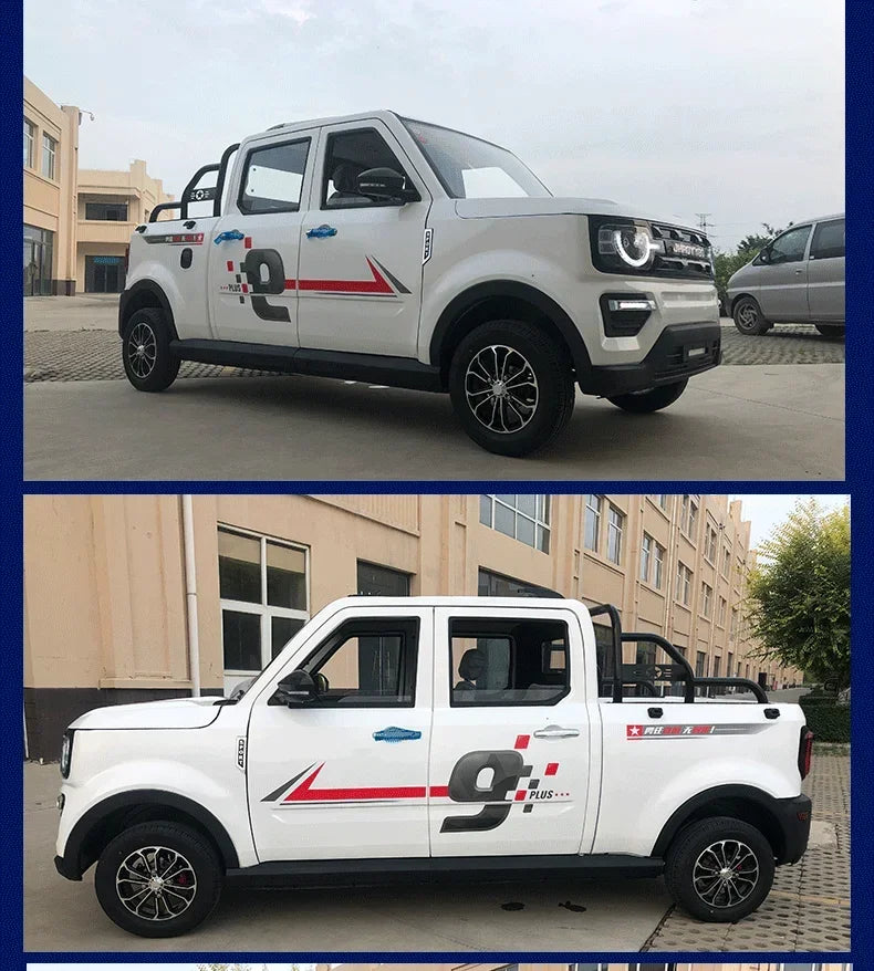 New increase iron shell double-row electric four-wheel pickup truck oil and electricity dual-purpose adult car pulling goods pas