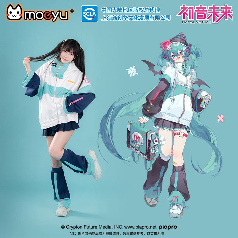 Moeyu Anime Coat for Men Miku Cosplay Windbreaker Jacket Hooded Jackets Women Clothing Costume Casual Outwear Zipper Sportswear