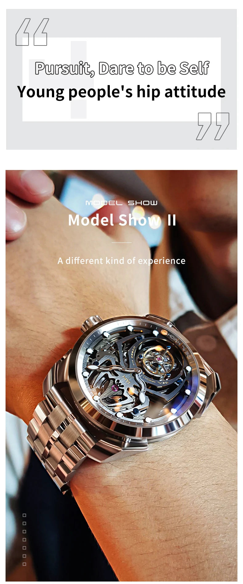 Ideal Knight Automatic Mechanical Watch for Men Hollow out Spider Design   Flywheel Movement Sapphire Mirror Men's Watches