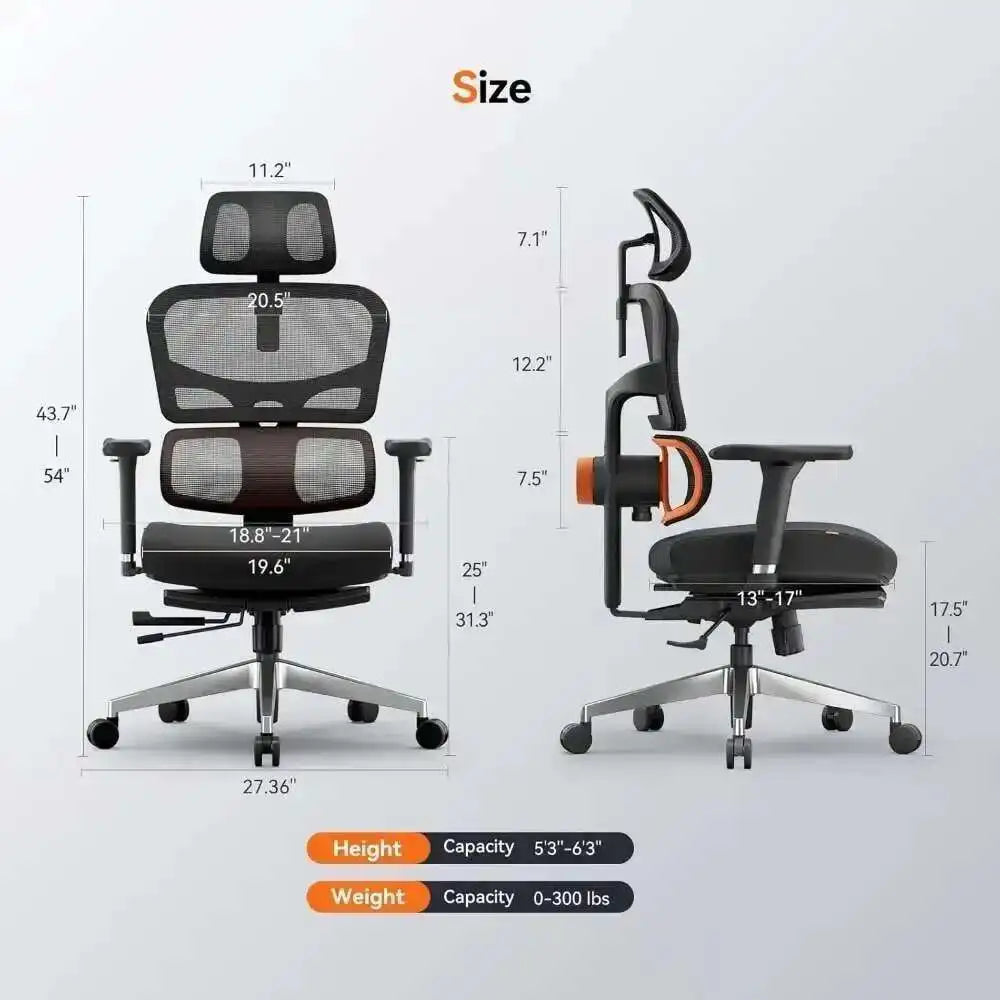 JB Office Chair, Auto Following Lumbar Support High Back Desk Chair With Laptop Desk Table, Seat Depth And Height Adjustable, Ch