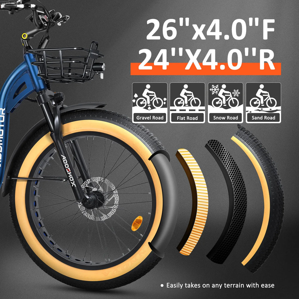 Electric Trike 750W 85MI M-340Plus Step-Thru 3 Wheel E-bike For Senior
