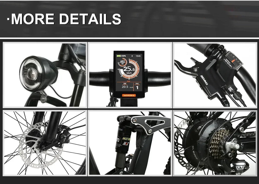 SAMEBIKE RS-A08 Electric Mountain Bike 1000W Motor 48V 17Ah Battery 26 Inch Tire Electric Bicycle 45km/h Shock Absorption e-Bike