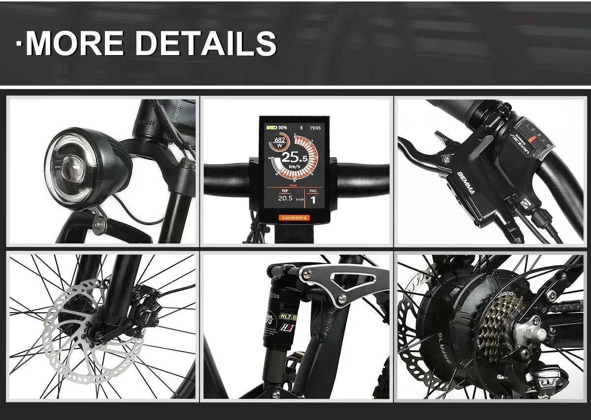 SAMEBIKE RS-A08 Electric Mountain Bike 1000W Motor 48V 17Ah Battery 26 Inch Tire Electric Bicycle 45km/h Shock Absorption e-Bike