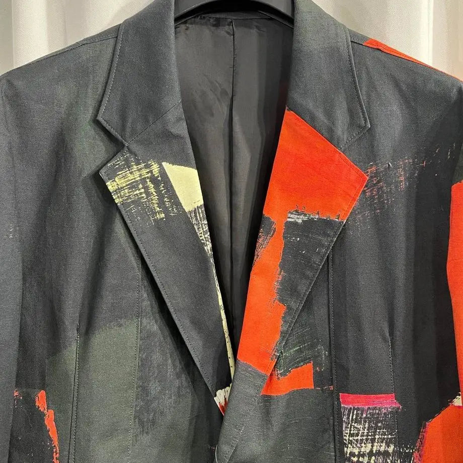 TOP-YAMAMOTO ® Trendy Printed Suit Men's Single-Button Collar Casual Jacket Unique Design Style